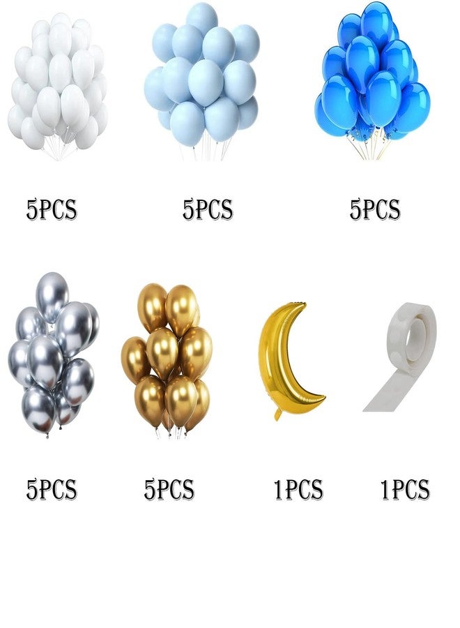 SOI Balloons For Decoration-Set Of 27 Pcs Chrome Balloons For Decoration| Moon Balloons For Decoration|White Golden Balloons| Balloons For Decoration - Image 2